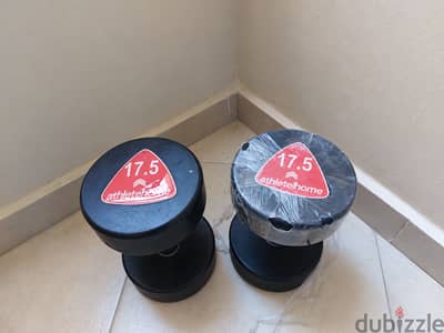 زوج دامبل حديد دائرى (Rubber Dumbbell) 17.5 كجم - ماركة Athlete Home