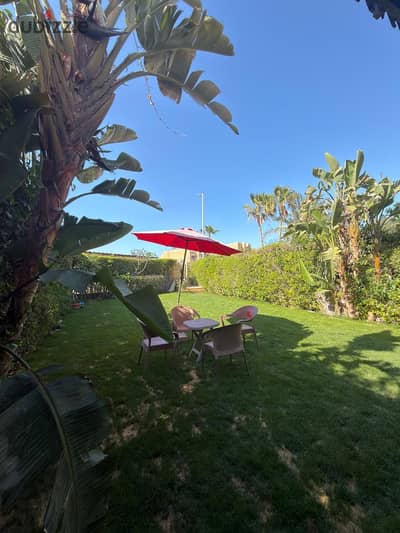 For rent, a chalet in Marina 4, ground floor with a garden