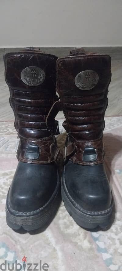بوت نيو روك جلد طبيعي أصلي - New Rock Vintage Boots (حالة ممتازة)