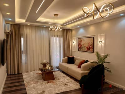 Apartment for furnished rent with special finishes on a typical floor fully ACs with modern furniture The layout is 3beds and 2baths in AlRehab Phase5