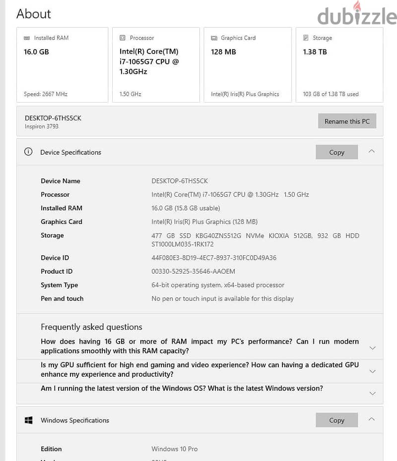 Dell Inspiron 3793 3