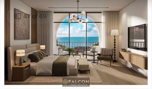 قدام البحر تشطيبVIPمُجهز بالكامل+تكييفات  207 م ((3 غرف))  panoramic view خيالي على البحر  بمساحه كبيره ب Lifestyle اماراتي بخدمه 5-Star فيو خيالي  شر