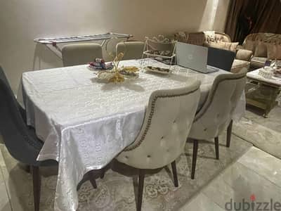 سفرة + ٦ كراسي + بوفيه + نيش