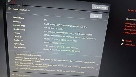 لابتوب لينوفو  1T HDD + 250GB SSD , lenovo