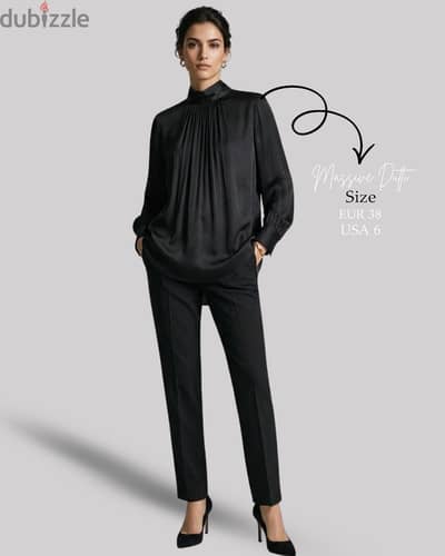 Massimo Dutti Black Satin Blouse