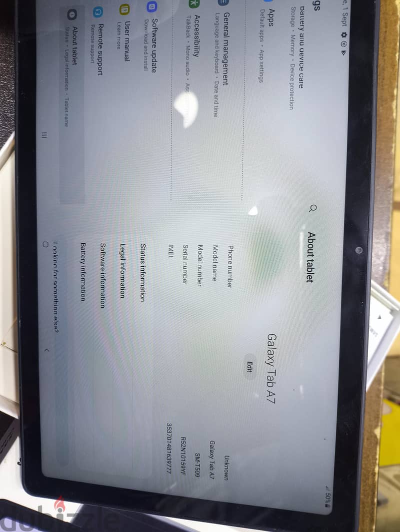 Tab samsung A7 1