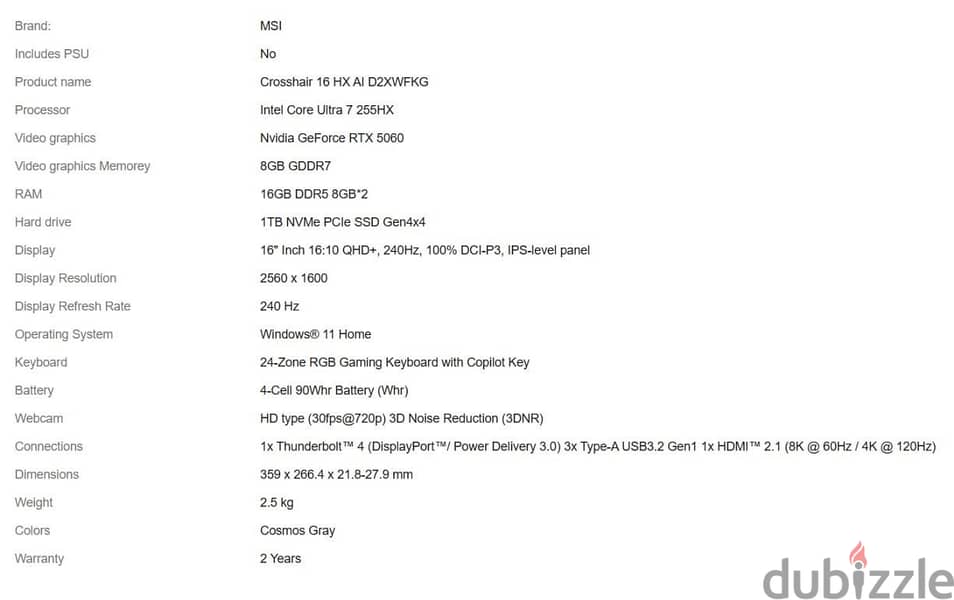 MSI Crosshair 16 hx 3