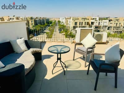 Furnished studio apartment with roof terrace for rent in Sodic Westown Compound Sheikh Zayed