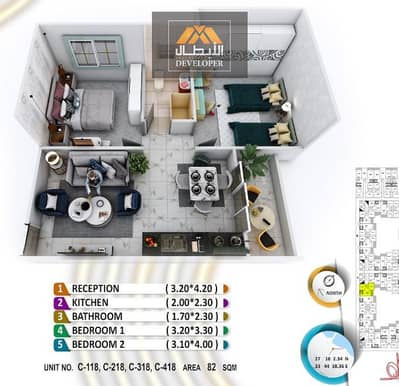 82m² 2-bedroom pool-view apartment in Grand Gate by the Tourist Promenade: green contract, super lux finish, 30% down payment, and 36-month installmen
