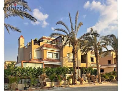 SVilla for sale in Sarai Compound, sea-facing, overlooking landscaped gardens and green spaces in Mostakbal City, directly on the Suez Road