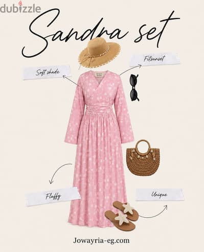 Set 2 pieces embroidered linen