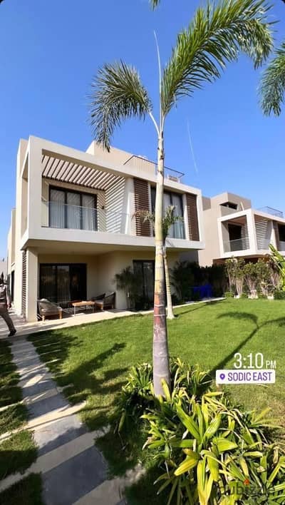 corner townhouse for sale in a prime location in New Heliopolis City, opposite Shorouk City and minutes from the Suez Road and Madinaty, in the Sodic