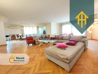 Furnished apartment for rent in Degla, Maadi. Modern finishing. 24-hour security and guarding. Close to all services, restaurants and cafes.