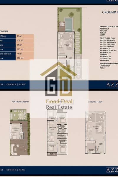 Semi-finished corner townhouse in Azar 2 compound.