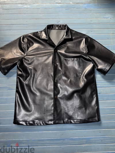 Zara black Faux leather short sleeve shirt -brand new /unworn