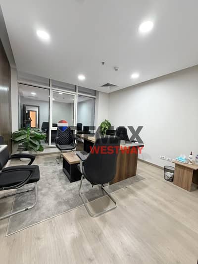 Furnished office for rent directly on the axis and Al-Bustan Street inside a mall at a special price