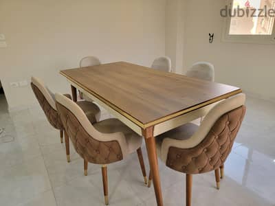 Modern Wooden Dining Table with 6 Chairs - Excellent Condition