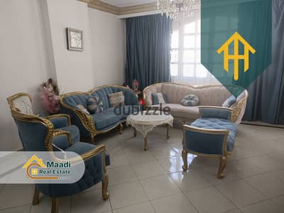 Furnished apartment for rent in Degla Maadi | Ninth floor | Open view | Balcony | Rent 50,000.
