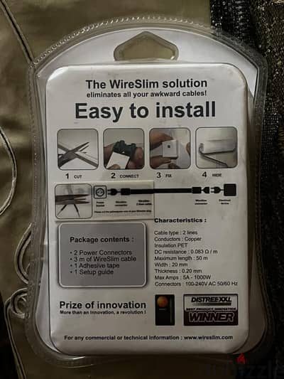 WireSlim - كابل كهرباء مسطح مخفي للشاشات والديكور (3 متر)