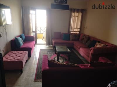 Fully furnished apartment for rent garden and street view 3 bedrooms ready to move in some special finishing touches in Al Rehab 1 - Phase 5