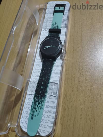 Swatch Unisex SUOZ704 Quartz Plastic Black Dial Watch