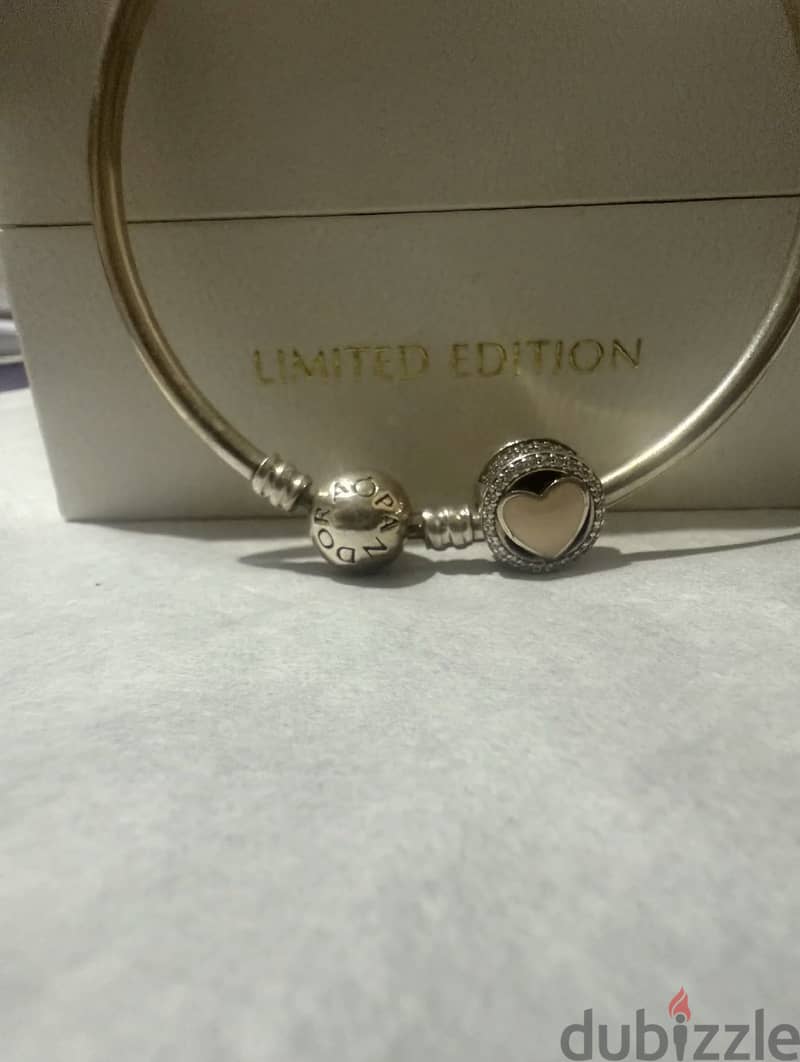 Pandora silver bangle + charm +box 2