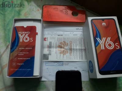 هواوي  y6s لون كحلي كسر زيرو بعلبته وكل المشتملات