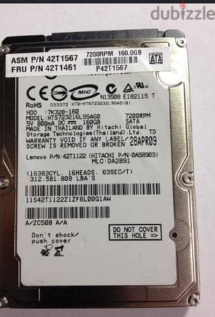 hard laptop 160 HDD health100%