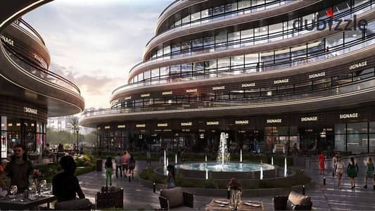 محل تجاري ارضي 32 متر داخلي +12 خرجي واجهه مميزة علي البلازا في CRE8T MALL OCTOBER GARDENSفي قلب حدايق اكتوبر
