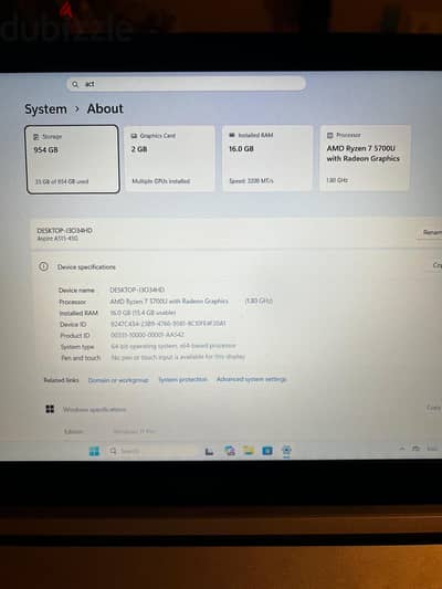 للبيع لابتوب اسير ryzen 7 acer