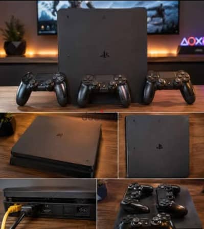 PS4 Slim 1TB + 3 دراعات أصلية – حالة ممتازة/ Online
