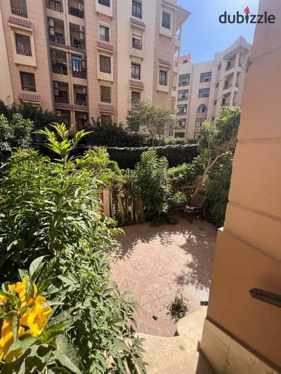 Furnished studio apartment for rent in Al Rehab, ground floor with garden, fully air-conditioned, 60m, garden 40 m