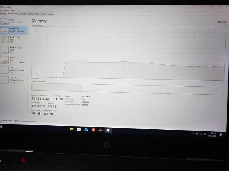 HP omen 15 gaming gtx 1050 5