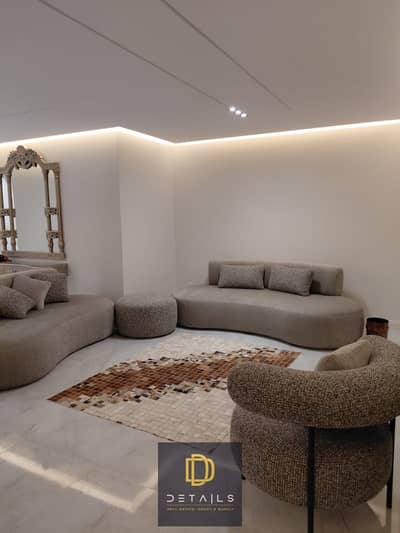Ground-floor apartment with a private garden for rent, fully furnished, in El Hadaba, Khamayel Compound, Sheikh Zayed. Fully furnished with hotel-styl