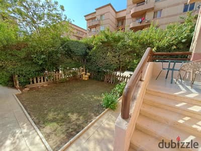 Furnished apartment for sale in Al Rehab City, ground floor with private garden, prime location Near services