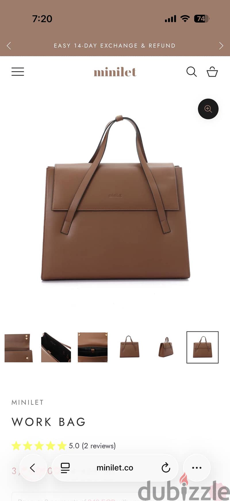Minilit | Brown Leather Work Bag 1
