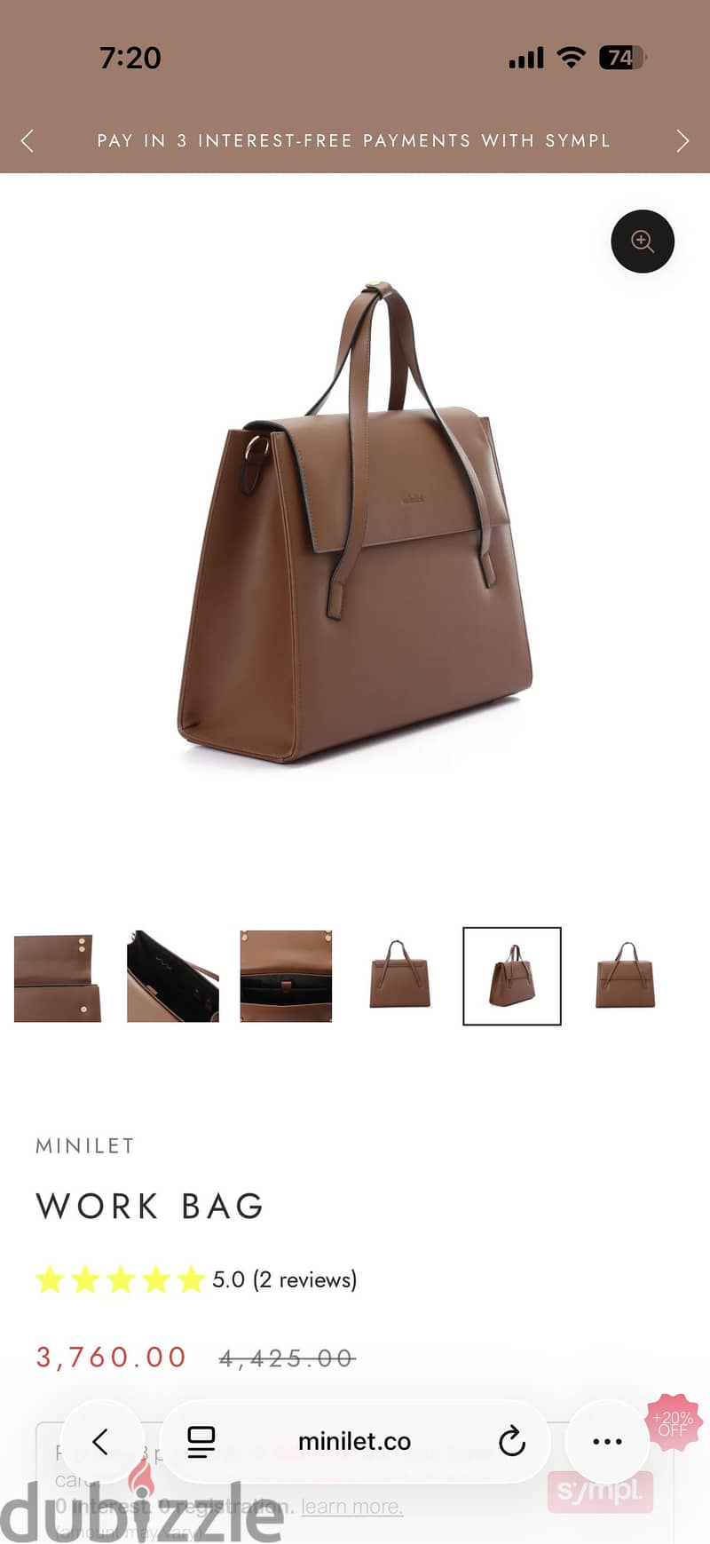 Minilit | Brown Leather Work Bag 2