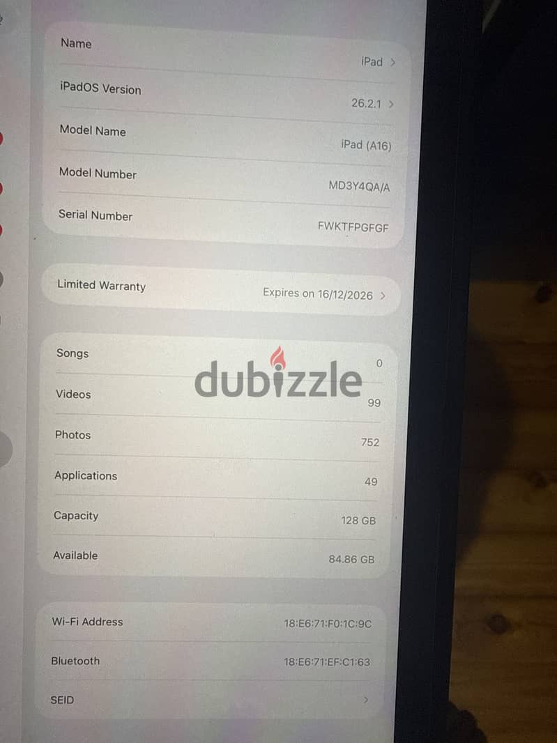 Ipad A16 128GB 2