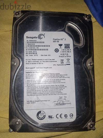 Seagate hard disk drive pipeline hd2 500