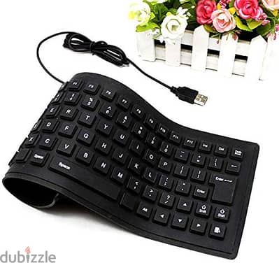 كيبورد سيلكون اسود مع وصله USB_tip s