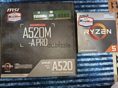 بندل AMD Ryzen 5 4600G + MSI A520M-A PRO + Kingston 8GB DDR4