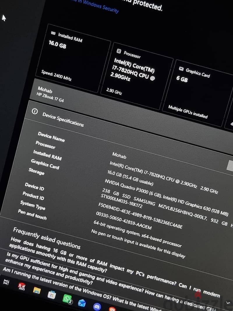 Hp zbook 17 g4 1