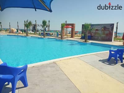 Fully finished chalet for sale in La Sirena Palm Beach, featuring one of the most beautiful sea views in Ain Sokhna.  10% down payment with installmen