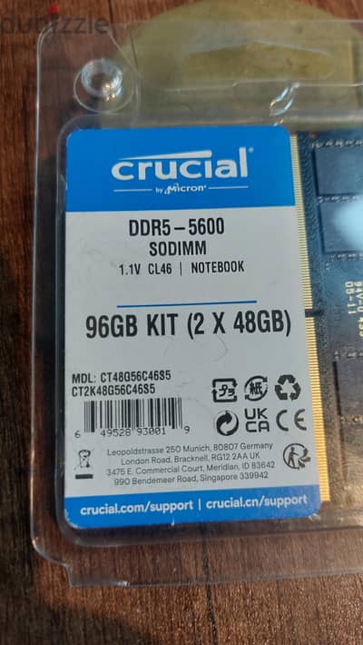 Crucial 96GB (2x48GB) DDR5 5600MHz Laptop memory