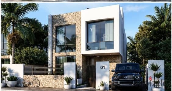 I live in a villa in Sheikh Zayed, a townhouse with a garden for sale at the price of an apartment, in front of Beverly Hills.