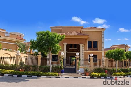 Ready to move villa for sale in El Shorouk City , Cleopatra Palace Compound , directly on Suez Road , facing Madinaty