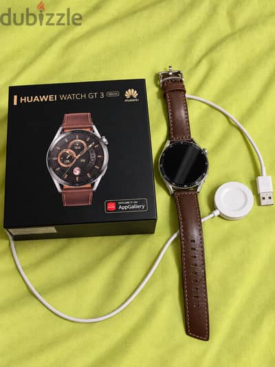 Huawei Watch GT 3 Classic 46mm + Original Box & Straps | حالة جيده