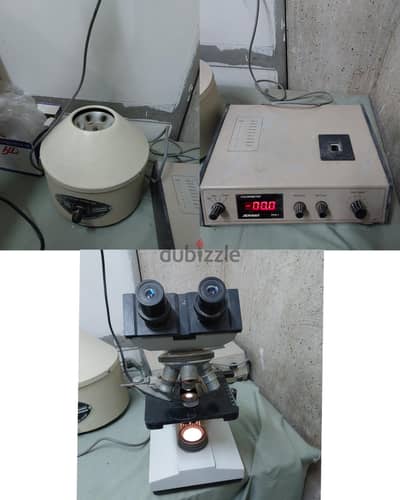 اجهزة معمل طبي للبيع مايكروسكوب و جهاز طرد مركزي و spectrophotometer