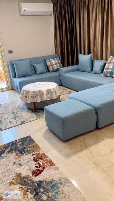 Fully furnished and air-conditioned apartment for rent in the First Settlement, South Academy A, near the services area and Cairo Festival City Mall.