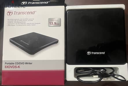 Transcend TS8XDVDS-K External USB DVD/CD Writer – Ultra Slim